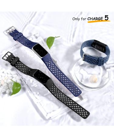 Epova 3-Piece Adjustable Waterproof Bracelet for Fitbit Charge 5 & 6 - Soft Breathable Bands for Men & Women in Black Dark Blue Blue Gray - Buy Online on GoSupps.com