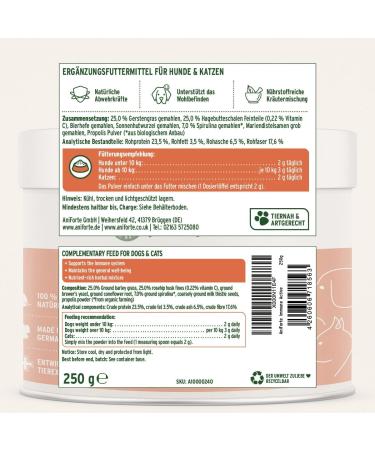AniForte Immune Active for Dogs and Cats 250g - Herbal Blend More Vitality and Well-being Natural Defense Strengthening the Immune System Rich in Minerals - Buy Online on GoSupps.com