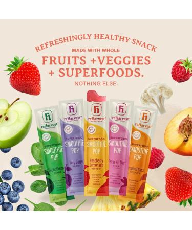 Re-Harvest Provisions Smoothie Pops 5 Pack - Frozen Fruit + Vegetables + Superfoods | Dairy-Free, Vegan, Gluten-Free | Anti-Inflammatory | Eco-Friendly | 1.6oz ea - Buy Online on GoSupps.com