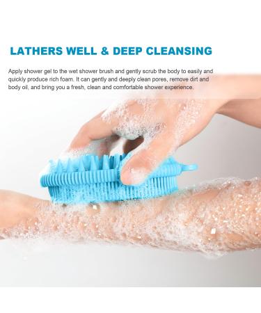 Rampula 2-in-1 Silicone Body Brush - Versatile Bathing & Shampoo Brush for All Skin Types Gentle Foaming & Head Massage Easy to Clean - Sky Blue - Buy Online on GoSupps.com