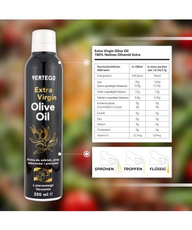 Vertego Native Extra Virgin Olive Oil Spray - 250ml for Pizzas Salads & Dressings | Premium Quality Olive Oil - Buy Online on GoSupps.com