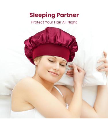 Silk Bonnet for Sleeping | 2-Piece Satin Hair Wrap Set | Soft Silk Hood for Women & Girls (Black) - Buy Online on GoSupps.com