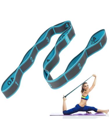Flintronic Yoga Stretching Strap Stretching Band with 9 loops yoga stretch belt fitness stretch band highly elastic gymnastics band for Pilates dance gymnastics effective stretching blue - Buy Online on GoSupps.com