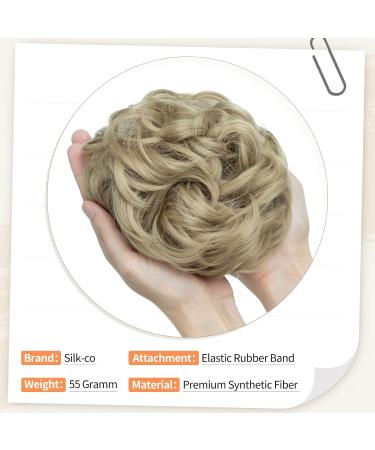 Silk-Co Hair Part with Rubber Band - Wavy Soft Dutt Hair Extensions 55g Ash Blonde Messy Bun Updos - Buy Online on GoSupps.com