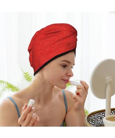 Red Glitter Hair Towel Wrap - Fast Drying Hair Turban with Button | Perfect Hair Drying Solution - Buy Online on GoSupps.com