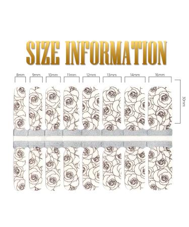 Rose Gold Nail Polish Strips Stickers - Glitter Flower Design | 5 Sheets w/ Adhesive, Nail File | Full Nail Wraps Manicure Kit - Buy Online on GoSupps.com