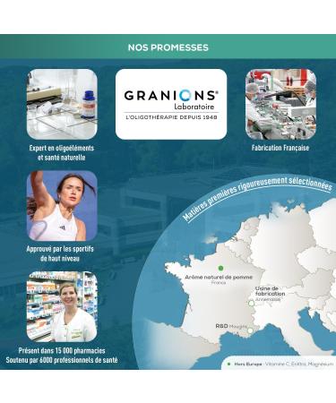 GRANIONS - Vitamineris BOOST - Multivitamins - Vitamin Vitamin C Vitamin B12 - Made in France - 10 vitamins 4 minerals and a plant extract - 10 sticks Waterless - Apple taste - Buy Online on GoSupps.com
