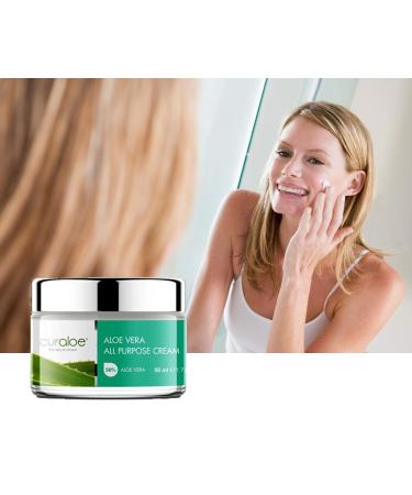 Curaloe Aloe Vera All Purpose Cream | 65% Organic Aloe Vera Gel | Multi-Use Moisturizing Beauty Lotion for Face Skin & Body | Natural Anti-Aging & Soothing Care - Buy Online on GoSupps.com