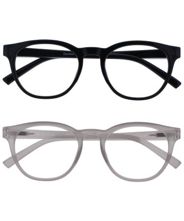 Opulize Blu - Reading glasses Blue light filter 2 Series Pack COULD FRING FRAMES FREATHRANIERS IMPRETE The sleep Computer Gaming Rumplings Men Women Bb5-13 +1.00 Dioptries Black / Ice