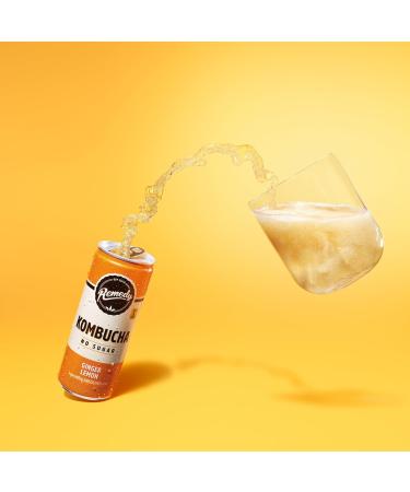 Remedy Raw Kombucha Tea Sparkling Live Cultured Drink Sugar Free Ginger Lemon - 8.45 Oz Pack Of 12 - Buy Online on GoSupps.com