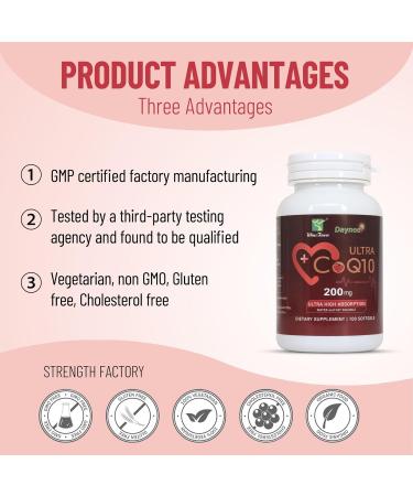 Wins Town CoQ10 Softgels 200mg, Ultra High Absorption Ubiquinol for Energy, Heart & Cellular Health, Antioxidant Supplement, 100 Capsules - Buy Online on GoSupps.com