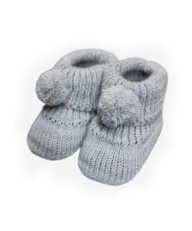 Royal Icon Newborn Baby Booties 0-3 Months Baby Boys Girls Pom Pom Booties Adorable Warm Soft Stylish Bootees Ideal for Indoor and Outdoor Use RI408 3 Months Grey Ri377