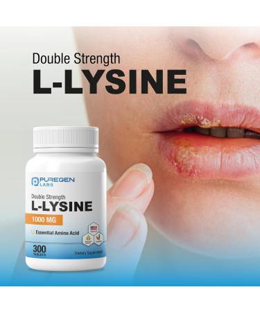Puregen Labs L-Lysine Extra Strength 1000 MG per Tablet - 300 Servings | High Potency Immune and Collagen Synthesis Support Non-GMO NO Gluten and Dairy - 300 Tablets Made in USA - Buy Online on GoSupps.com