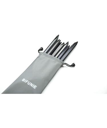 BIFUNIE Aluminum Tent Stakes Pegs - 12-Pack Heavy Duty Tri-Beam Metal Pegs for Camping Tents, Hammocks, and Canopy - Includes Reflective Pull Ropes - Black - Buy Online on GoSupps.com