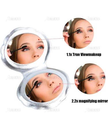 4 Pack Glitter Shell Double-Sided Makeup Mirrors - Portable and Compact for Women and Girls - Buy Online on GoSupps.com