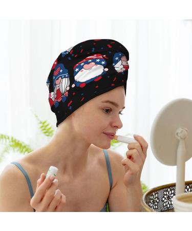 Three Gnome Independence Day Microfiber Hair Towel | Soft Absorbent Coral Velvet Wrap for Long Curly Hair - Buy Online on GoSupps.com