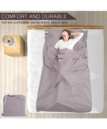 Lightweight Gray Camping Sheet & Sleeping Bag Liner | Travel Sleep Sack for Adults - 45 x 82.7 inch - Buy Online on GoSupps.com