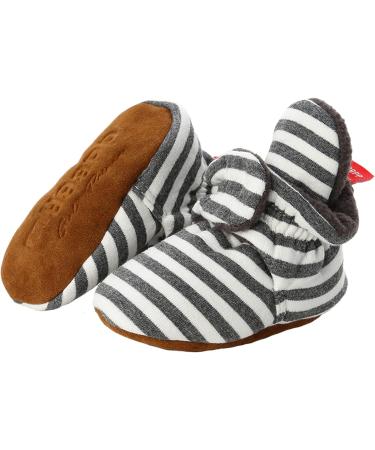 TMEOG Baby Booties Slippers - Infant Boots for Boys & Girls, Newborn First Walking Shoes, Winter Sock Crib Shoes 0-18 Months - 12-18 Months, Light Black Striped - Buy Online on GoSupps.com