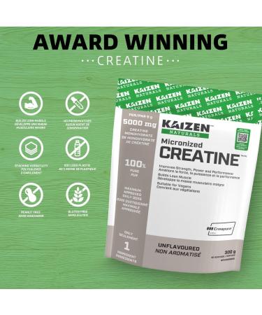 Kaizen Naturals Micronized Creatine Monohydrate Unflavoured 300g Pouch - Buy Online on GoSupps.com