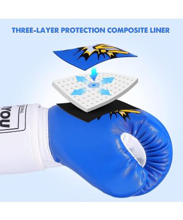 Kids Boxing Gloves - Cartoon Sparring Training Gloves for Ages 3-9 | Blue - Buy Online on GoSupps.com