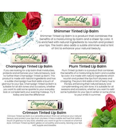 OrganiLip Tinted Lip Balm Moisturizer - Natural Moisturizer for Cracked & Dry Lips - All-Day Ultra Moisturizing Lip Care for Kids and Adults - Shimmer Pink Champagne Crimson Plum Colors - 4 Pack - Buy Online on GoSupps.com