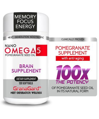CLINICALLY PROVEN (2-Month Supply) BRAIN SUPPLEMENTS WITH ANTI AGING Memory Pills Omega 5 Pomegranate Supplement 1 bottles 120ct 120 Count (Pack of 1)