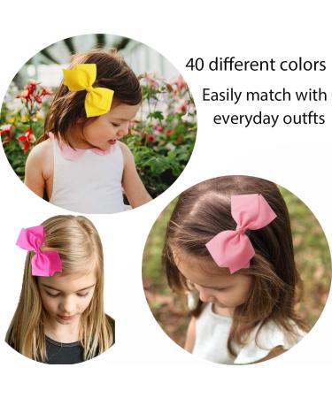 40 Colors Toddler Girls Hair Bows Clips - Grosgrain Ribbon Pinwheel Bows for Kids & Teens - Buy Online on GoSupps.com