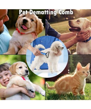 MzyPin Pet Grooming Tool - Double Sided Shedding and Dematting Undercoat Rake Comb & Brushes for Dogs and Cats Pet Grooming Rake and Brushes for Small Medium Large Blue - Buy Online on GoSupps.com