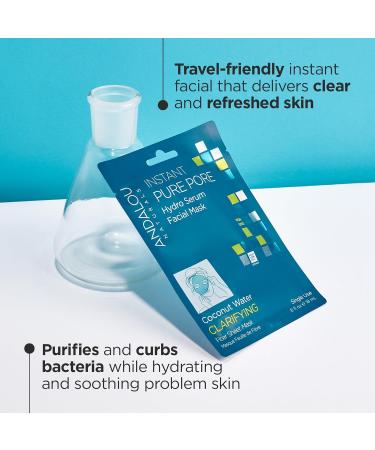 Andalou Naturals Instant Pure Pore Hydro Serum Facial Mask - Coconut 0.6 Fl Oz | Hydrating & Pore Refining | International Shipping Available - Buy Online on GoSupps.com