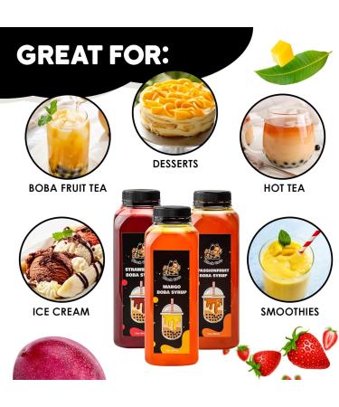 Syrup for Bubble Tea | 12 Ounces (354 ML) | Brown Sugar Boba Flavored Syrup for Tapioca Pearls and Desserts (Tropical 3-Pack) - Buy Online on GoSupps.com