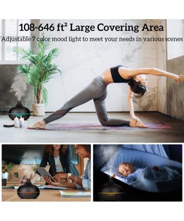 550ml Aromatherapy Essential Oil Diffuser for Large Rooms - Cool Mist Humidifier with Timer & Light Mode - Auto-Off Feature - Dark Wood Grain - Ideal Gifts for Women - Buy Online on GoSupps.com