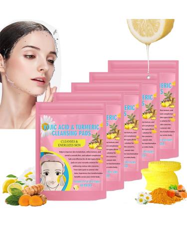 Orgrul Turmeric Kojic Acid Exfoliating Cleansing Pads Kojic Acid & Turmeric Cleansing Pads for Face Acne Scars Unclog Pores Help Balance Skin Oil and Water 200 Count