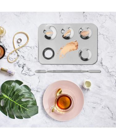 Palette de M lange Maquillage en Acier Inoxydable 2 Pi ces Grosse Taille Carr e 5 Trous avec Spatule Plateau de M lange Fond de Teint et Pigments pour Nail Art et Maquillage - Buy Online on GoSupps.com