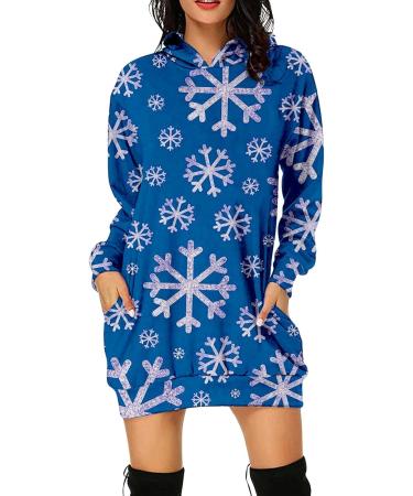 Shop Women's Cartoon Christmas Costume Dress - Sexy Oversized Long-Sleeved Party Dress with Bag - Elegant Mini Dress in Blue - Buy Online on GoSupps.com