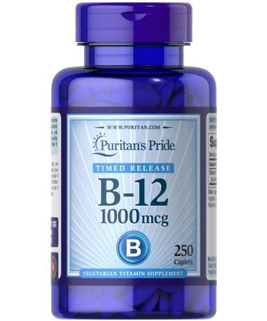 Puritans Pride Vitamin B-12 1000 Mcg Timed Release Caplets, 250 Count