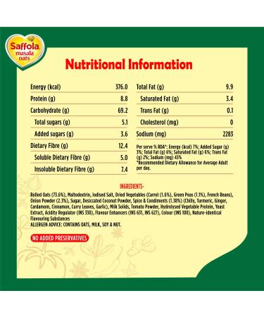 Saffola Masala Oats Veggie Twist 1 Kg - Delicious and Nutritious Oats for a Healthy Meal - Buy Online on GoSupps.com