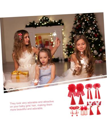 minkissy 5 Pairs Antique Red Hairpin Tassel Hair Accessories Pom Pom Tassels Hair Clips Barrettes Red Furry Balls Bow Hair Clips Girls Tassel Hair Clip Cloth Princess Flower Hair Girl Child - Buy Online on GoSupps.com