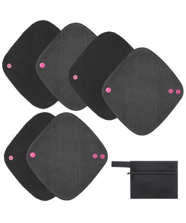Rovtop Reusable Sanitary Pads 6Pcs Menstrual Pads for Light Flow Daily Use Triple-Layer Waterproof Sanitary Napkin Pads for Period with Storage Bag Black+s Size+6 Pcs