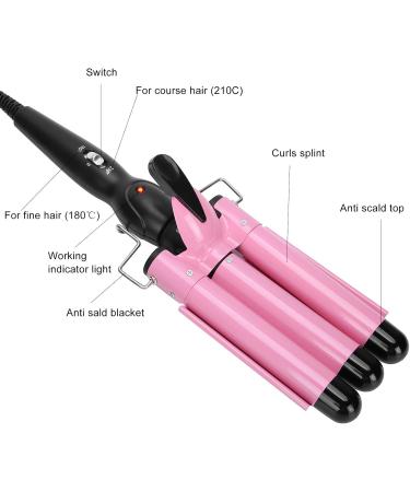 3 Barrel Hair Curling Iron Temperature Adjustable 25mm Hair Waver Curling Wand Fast Heating Hair Crimper Curling Wand for Curly Styling (-US) Pink-us - Buy Online on GoSupps.com