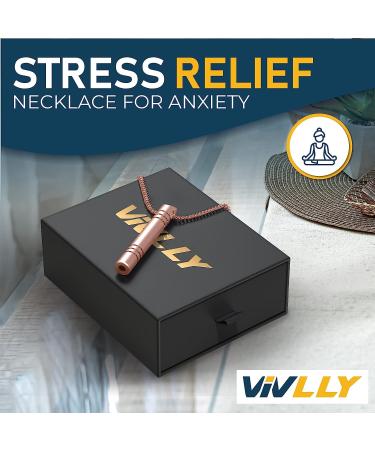 Vivlly Stress Relief Mindful Breathing Necklace - Anti Anxiety Pendant for Relaxation & Meditation | Soft Tone Frequency - Rose Gold Spinning Ring - Buy Online on GoSupps.com