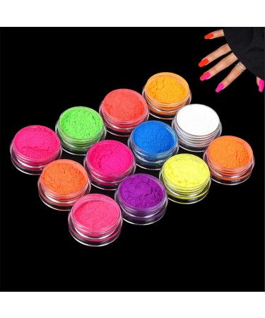 Buy Pigment Nail Powder - 12 Box Neon Acrylic Glitter Set for Stunning Nail Art - International Shipping Available - Buy Online on GoSupps.com