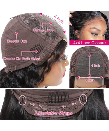 22 Inch Water Wave Lace Closure Wig - Brazilian Remy Virgin Hair, Free Part, Natural Hairline - Buy Online on GoSupps.com