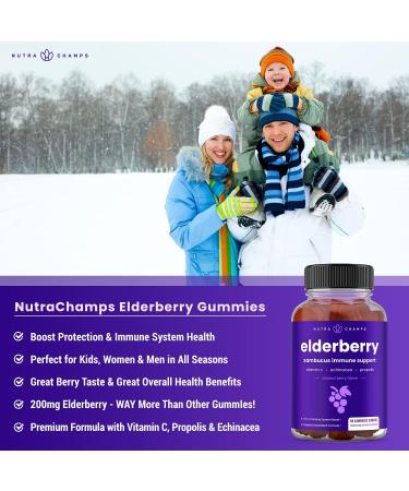 Sambucus Elderberry Gummies for Immune Support - 120 Gummies (2 Pack) | Vitamin C, Propolis & Echinacea for Adults & Kids | Natural Berry Flavor - Buy Online on GoSupps.com