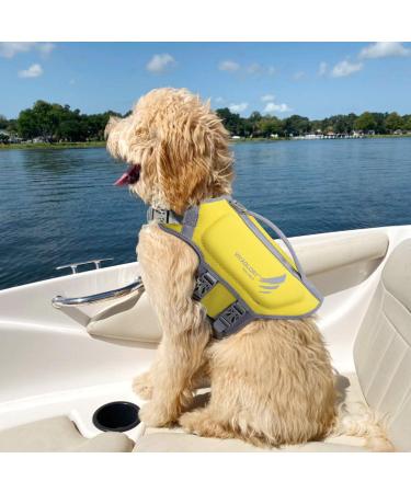 VIVAGLORY Lightweight Dog Life Jacket - Skin-Friendly Neoprene D-Ring & Quick Release Buckle for Small Dogs (48-56cm Chest) - Yellow Pet Lifesaver - Buy Online on GoSupps.com