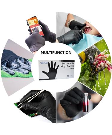 Black Vinyl Disposable Gloves Large 50 Pack - Latex Free, 3 Mil, Powder-Free Exam Gloves for Home Cleaning and Food Handling - 50pcs - Buy Online on GoSupps.com