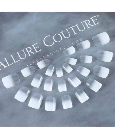 Brishow Coffin False Nails - White Short Gradient Acrylic Press on Nails for Women - 24pcs - Buy Online on GoSupps.com