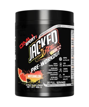 GMU SPORT Jacked Juice Pre Workout | Explosive Energy Focus & Muscle Pumps | 8g Citrulline Malate 3g Creatine Beta Alanine Alpha-GPC | 250mg Caffeine | 40 Servings Watermelon