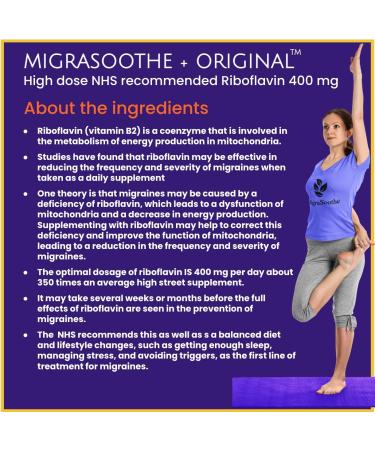 Premium 400mg Vitamin B2 Riboflavin Capsules - Migrasoothe for Migraine Support & Energy - UK Made Vegan Formula (30 Capsules) - Buy Online on GoSupps.com