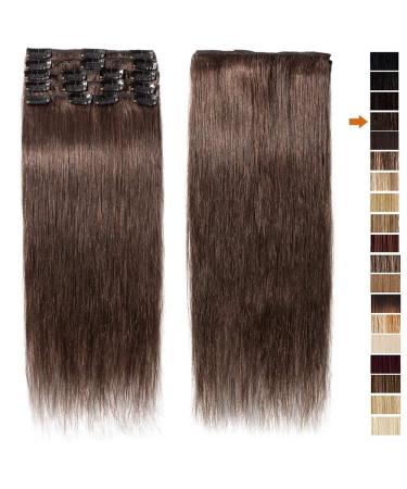 Buy SEGO Clip-In Human Hair Extensions - 8 Pcs Natural Straight Remy Hair Medium Brown #4 40 cm (65g) - Premium Quality Hairpiece - Buy Online on GoSupps.com