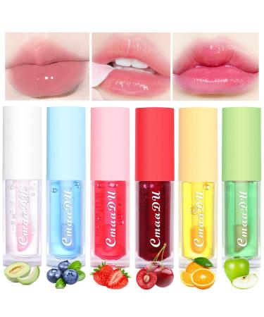 Yasovigi Hydrating Lip Oil Plumping Lip Tint Moisturizing Lip Gloss Transparent Lip Balm Care Stick Nourishing Repairing Non-sticky Moisture&Lighten Lip Lines (6 pcs)